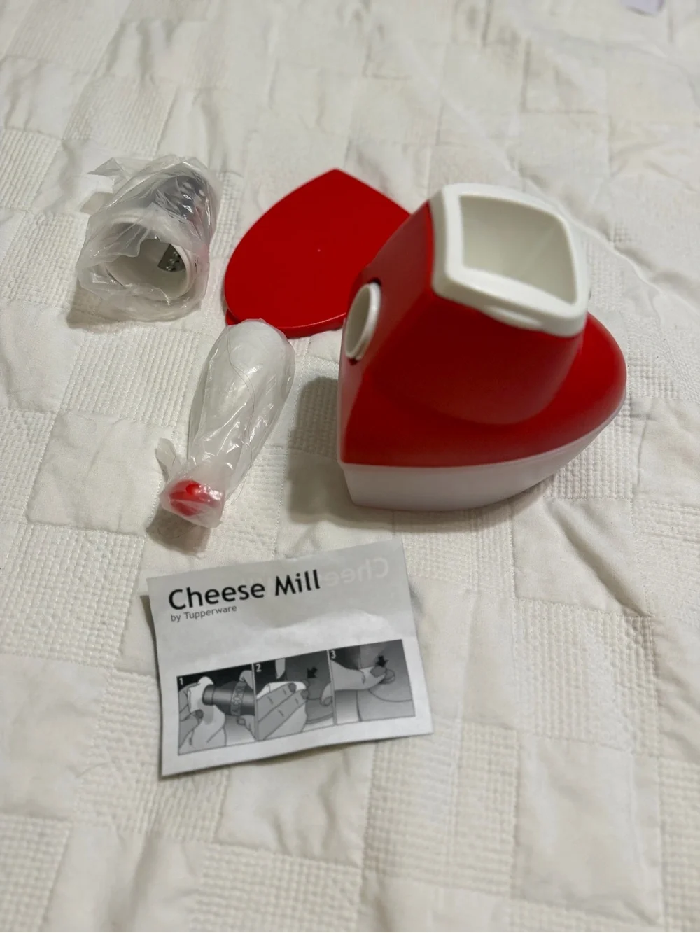 Tupperware Red and White Mini Cheese Mill